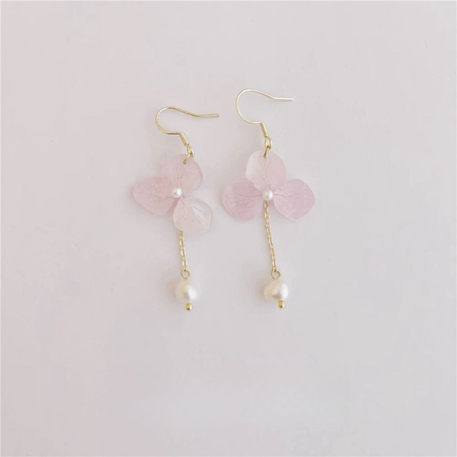 Libelle Hydrangea Flower Drop Hoop Earrings