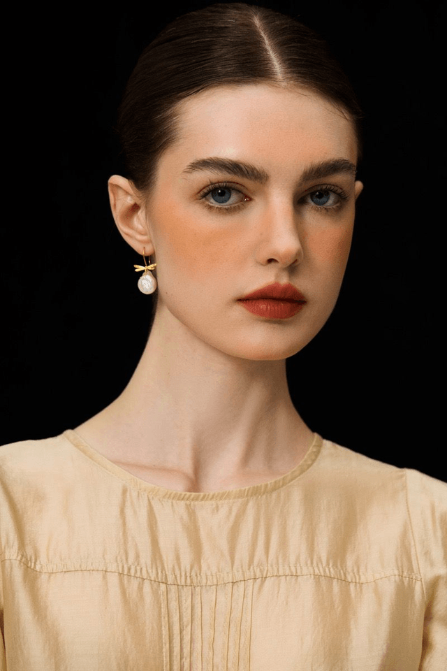 *Designer Silver Jewellery* Dragonfly and Baroque Peal Silver Earrings