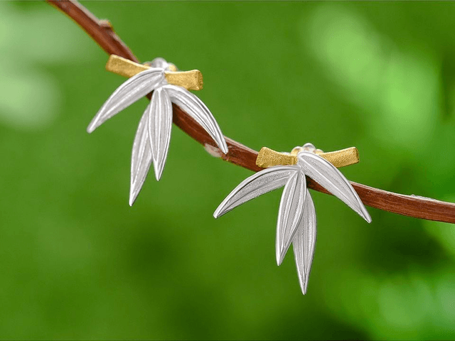 *Designer Silver Jewellery* Bamboo Silver Stud Earrings 