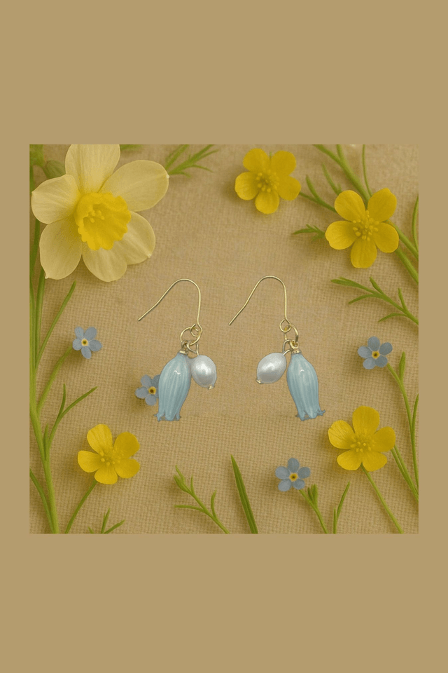 Lilian Lily of the Valley Flower with Freshwater Pearl Hoop Earrings