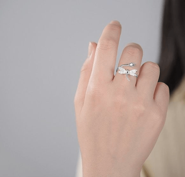 *Designer Silver Jewellery* Dragonfly and Lotus Silver Ring