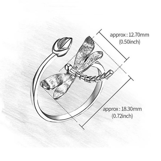 *Designer Silver Jewellery* Dragonfly and Lotus Silver Ring