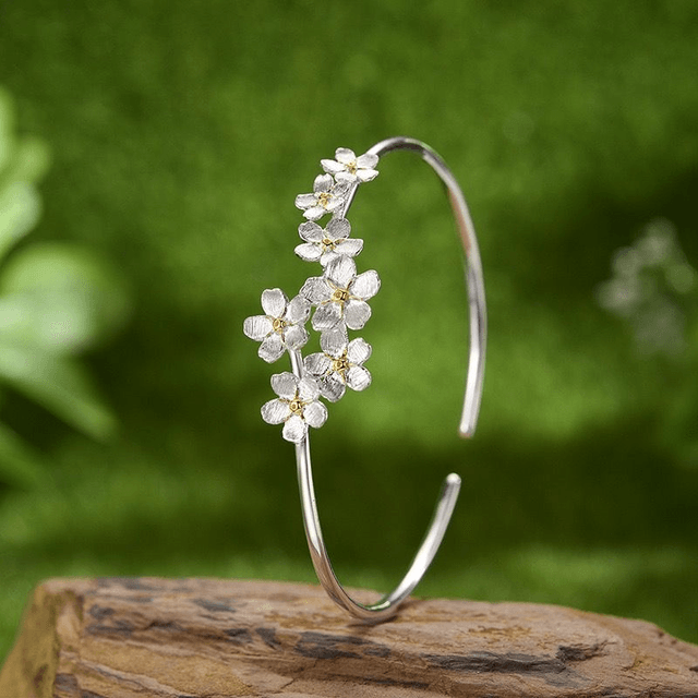 *Designer Silver Jewellery* Forget-me-not Silver Bangle