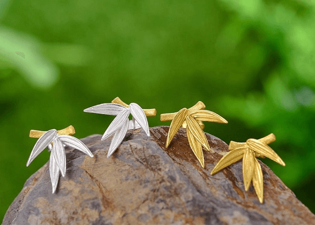 *Designer Silver Jewellery* Bamboo Silver Stud Earrings 