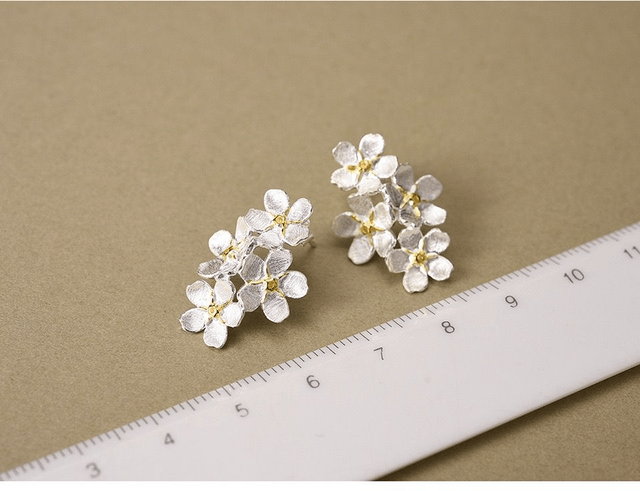 *Designer Silver Jewellery* Forget-me-not Cluster Silver Earrings