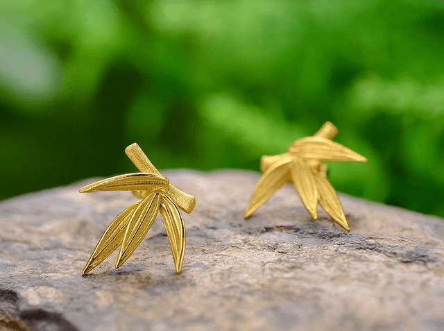 *Designer Silver Jewellery* Bamboo Silver Stud Earrings 