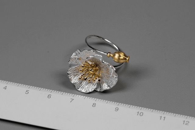 *Designer Silver Jewellery* Poppy Silver Ring