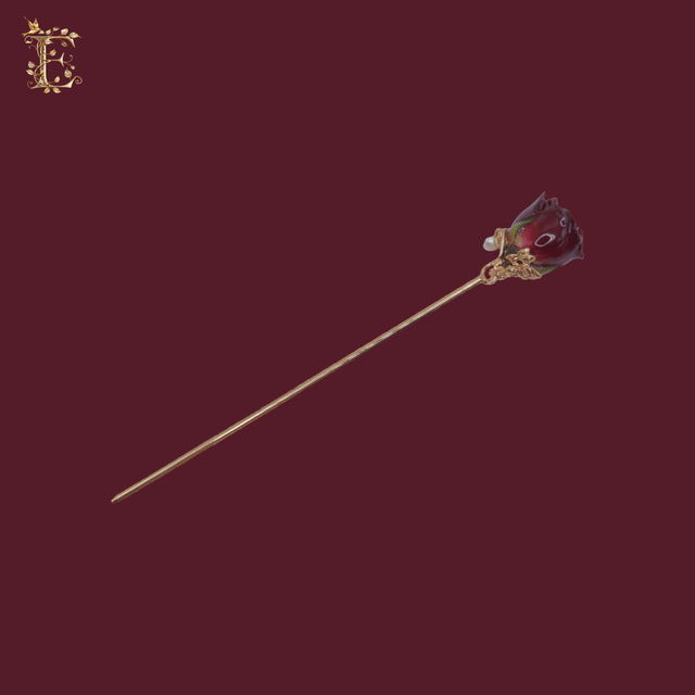 Rosebud Hairpin with Elegant Floral Base Design