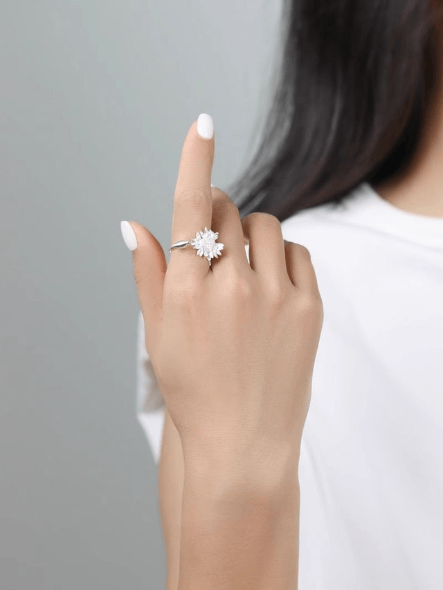 *Designer Silver Jewellery* Sunflower and Bird Silver Ring