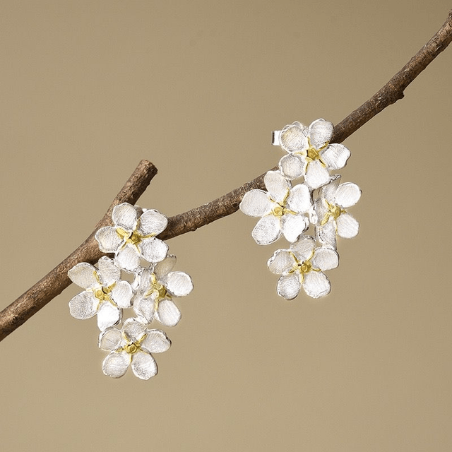 *Designer Silver Jewellery* Forget-me-not Cluster Silver Earrings