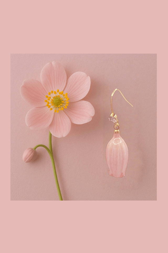 Minimalist Lilian Lily of the Valley Flower and Crystal French Hook Earrings