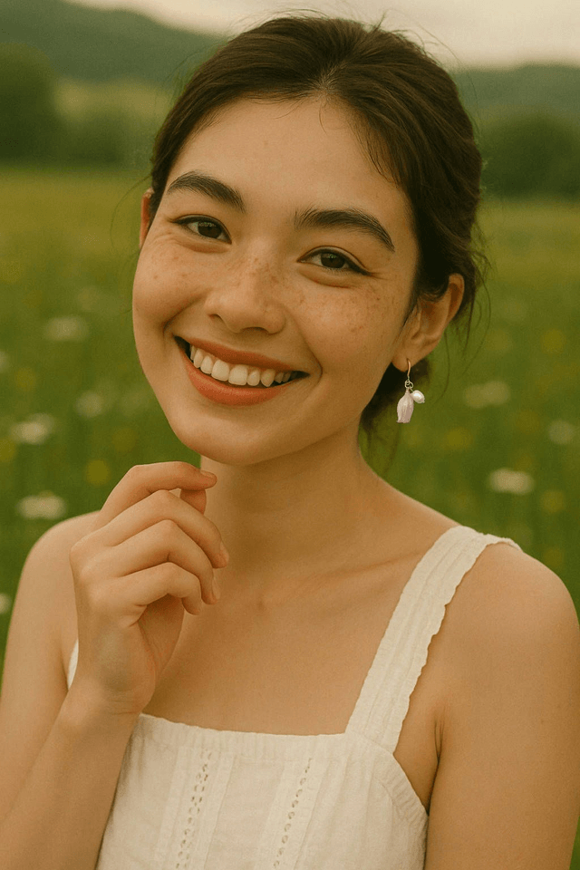 Lilian Lily of the Valley Flower with Freshwater Pearl Hoop Earrings