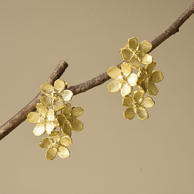 *Designer Silver Jewellery* Forget-me-not Cluster Silver Earrings