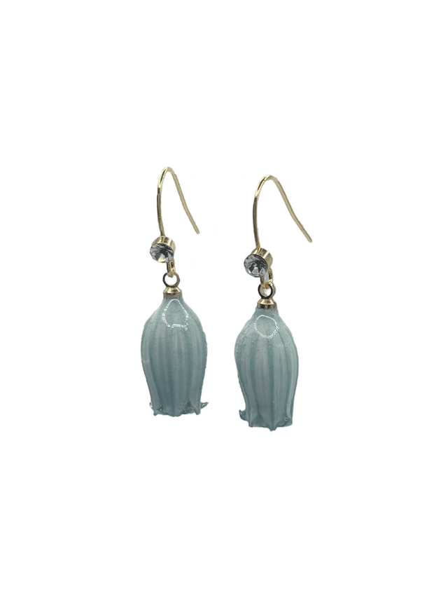 Minimalist Lilian Lily of the Valley Flower and Crystal French Hook Earrings