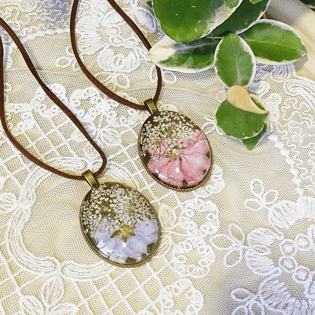 Delphinium Pendant with Leather Cord