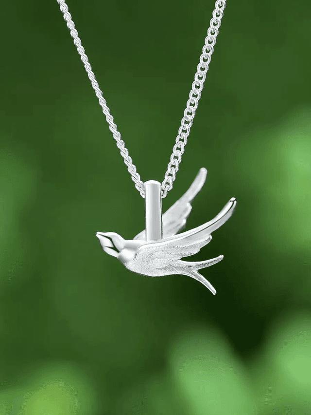 *Designer Silver Jewellery* Little Swallow Bird Silver Earrings and Necklace