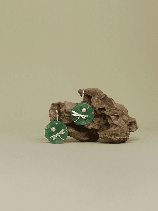 *Designer Silver Jewellery* Dragonfly on Jade Silver Earrings