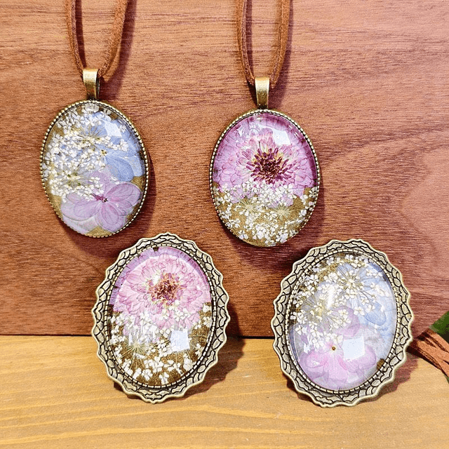 Botanical Bloom Pendant &amp; Brooch Set